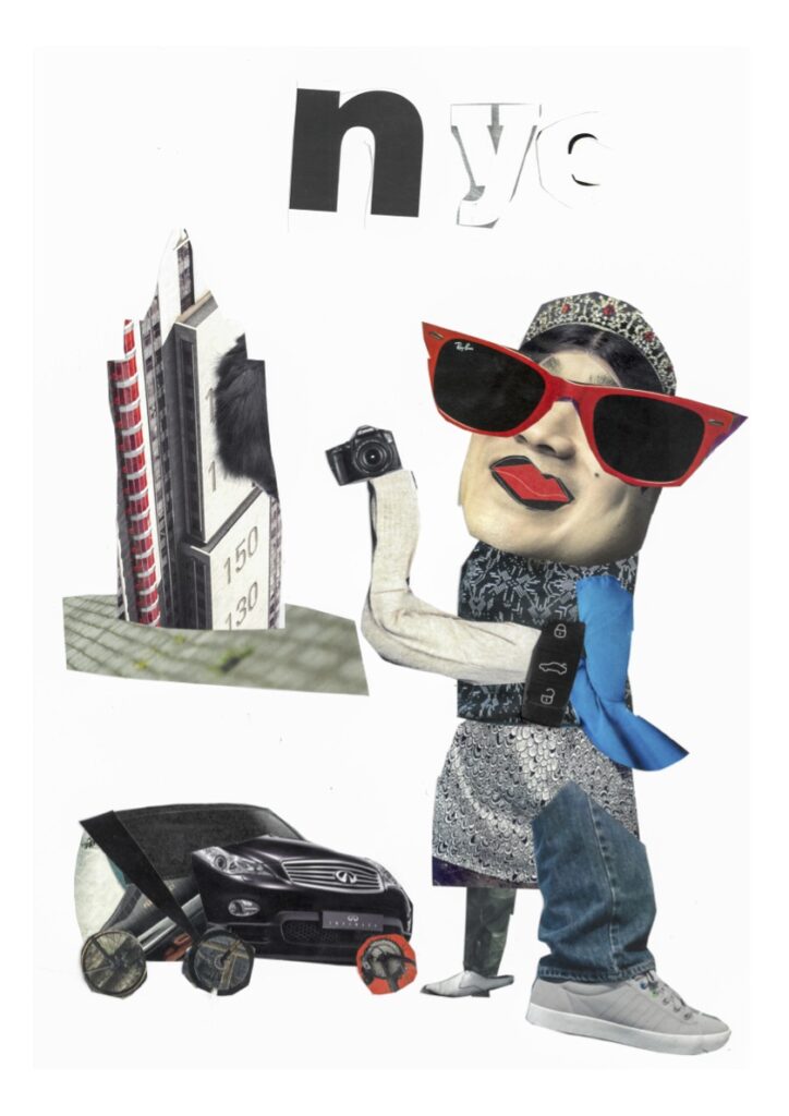 Collage character inspired by fashion